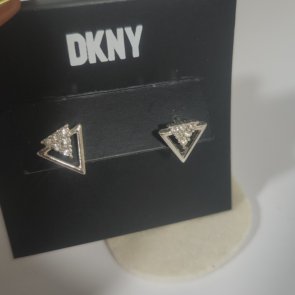 DKNY Silver Triangle Earrings